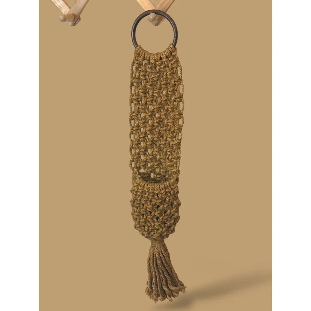 Boho Macramé Wall Hanging Basket | Woven Jute | Rustic Bohemian Home Decor